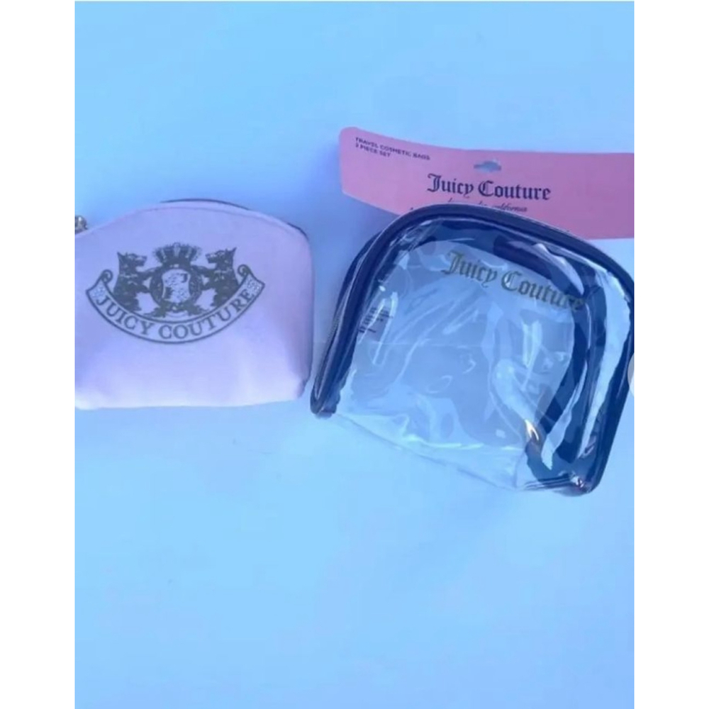 Juicy Couture Cosmetic Bags 2-Piece Set Pink/Clear - Picture 2 of 8